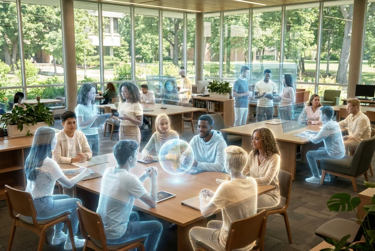 A borderless classroom of holographic students from around the world