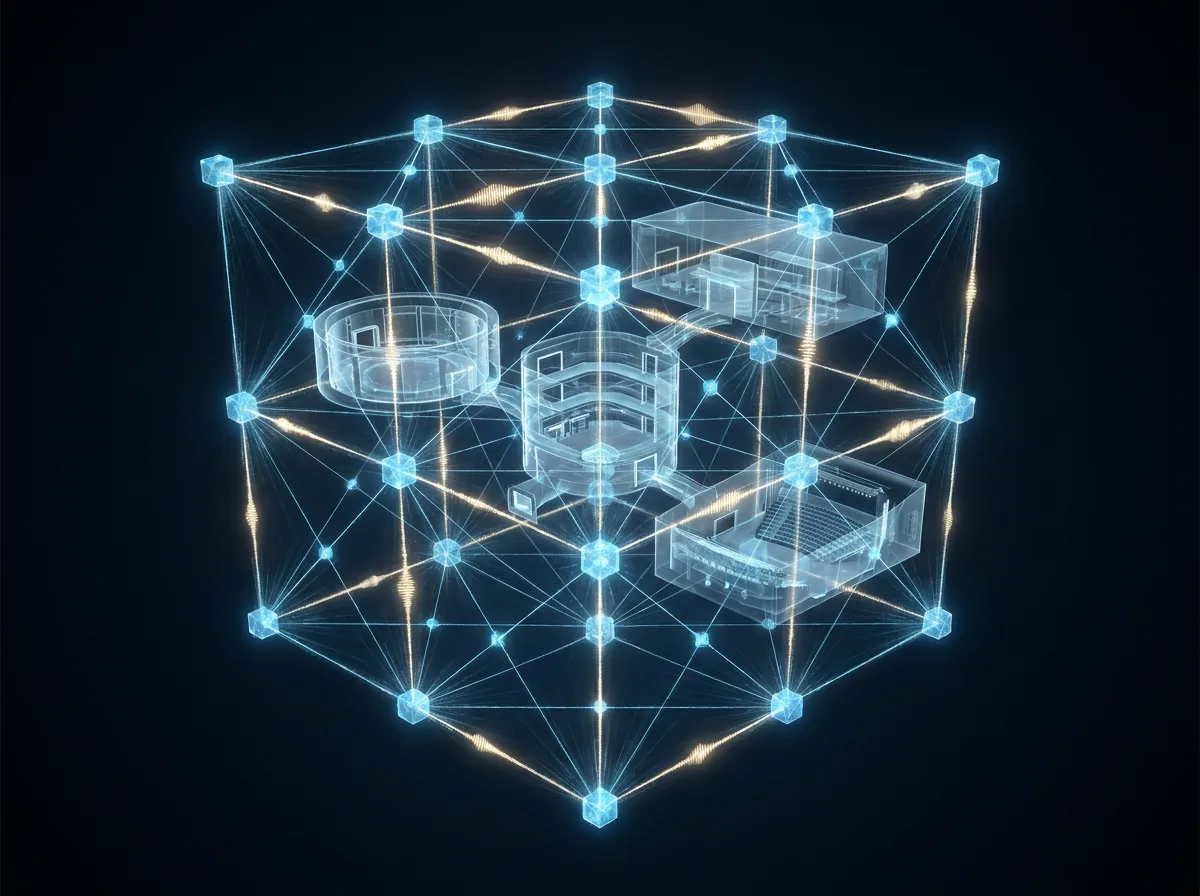 A holographic quantum lattice holding distant venues in sync